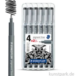 STAEDTLER Pigment Liner 6er Set schwarze Fineliner