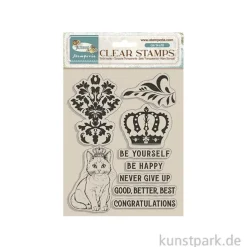 Stamperia Acrylic Stamps - Alterego Crown and Cat, 14 x 18 cm