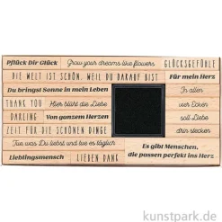 Stempelset - La Vie en Rose, Poesiealbum, 19 Stempel + Stempelkissen
