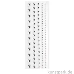 Strasssteine selbstklebend, Silber, 5 Größen, 114 Stück