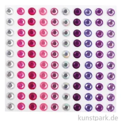Strasssteine selbstklebend, Pink & Lilatöne, 5 mm, 100 Stück
