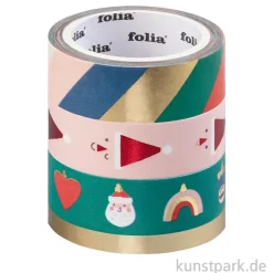 Washi-Tape Set - MERRY JINGLING, Hotfoil, 4 Rollen, je 5 m