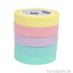 Washi-Tape Set - PASTELL, 10 mm, 5 Rollen, je 10 m