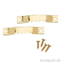 Zackenaufhänger 2 Stück mit 4 Schrauben 40mm gold